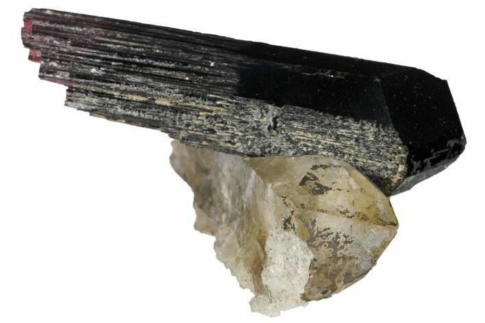 Black Tourmaline (Schorl) Crystal and Smoky Quartz - Namibia #132178